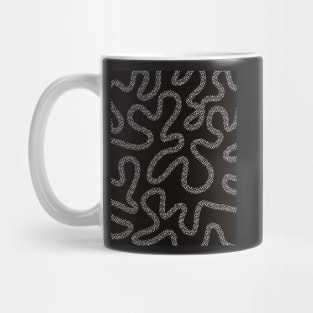 Curvy funny dotted line building  up the abstract pattern in black and white with some effect color Mug